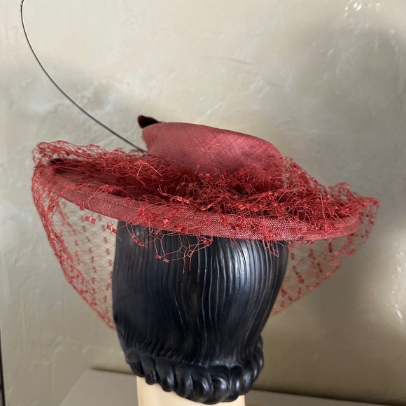ENCHANTING 1940s\' SALMON COLOR STRAW WIDE BRIM FEDORA WITH MATCHING FULL VEIL